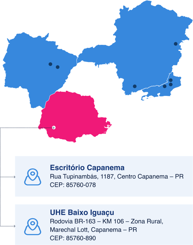 Mapa de localiza&ccedil;&atilde;o da UHE Baixo Igua&ccedil;u